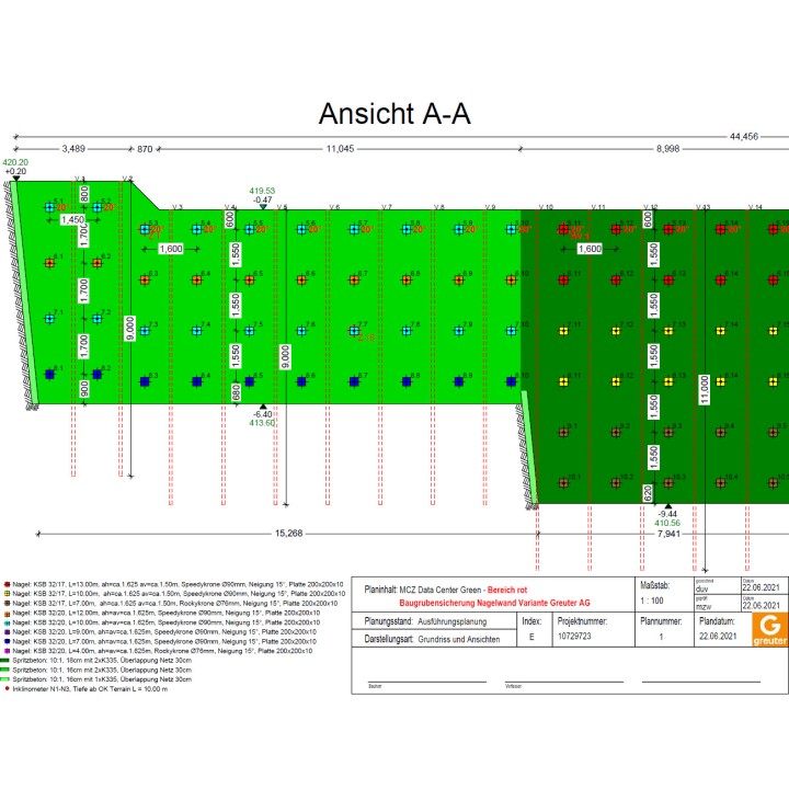 CAD Pläne der Baugrubensicherung